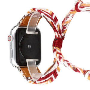 Bracelet Apple Watch 1 Tissu Brun Bohemien Arriere
