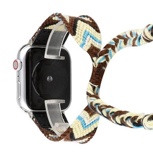 Bracelet Apple Watch 1 Tissu Brun Fonce Bohemien Arriere