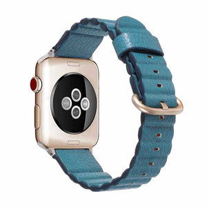 Bracelet Apple Watch <br /> Cuir Bleu Palma - Univers-Watch