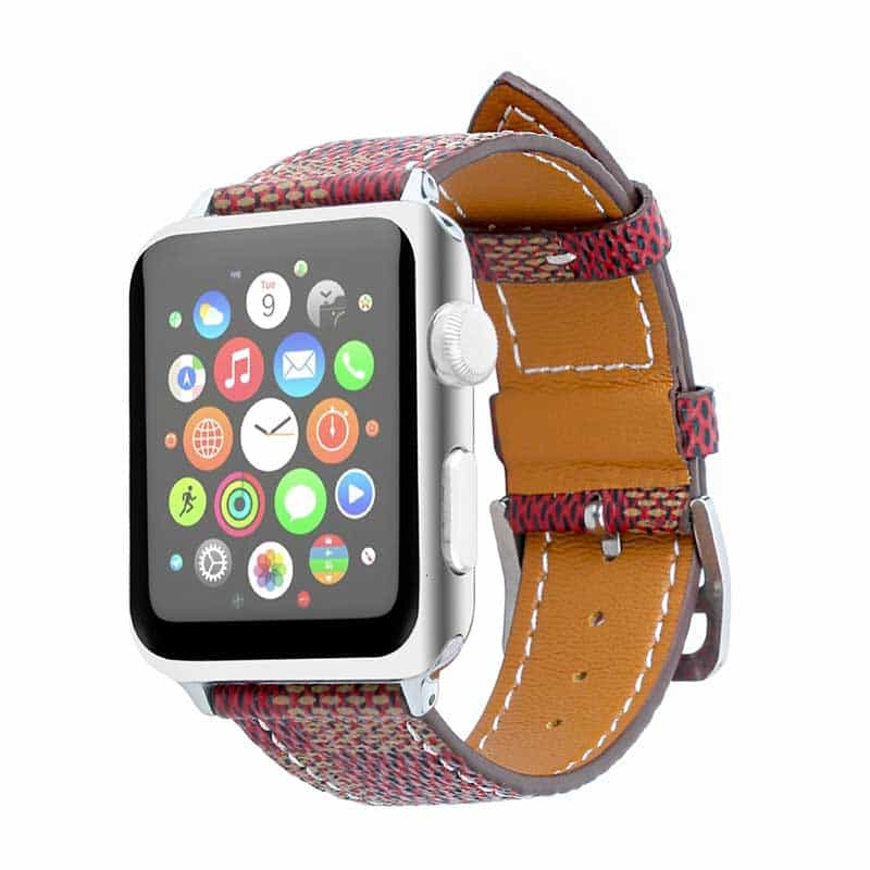 Bracelet Apple Watch <br /> Cuir Rouge - Univers-Watch