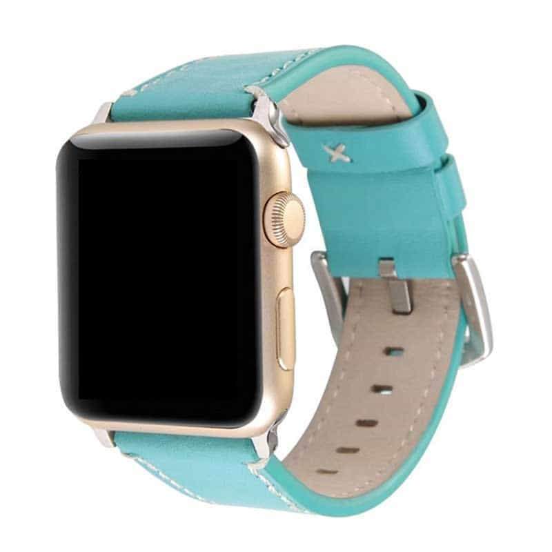 Bracelet Apple Watch <br /> Cuir Turquoise - Univers-Watch