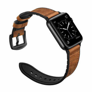 Bracelet Cuir Apple Watch Serie 4 marron noir