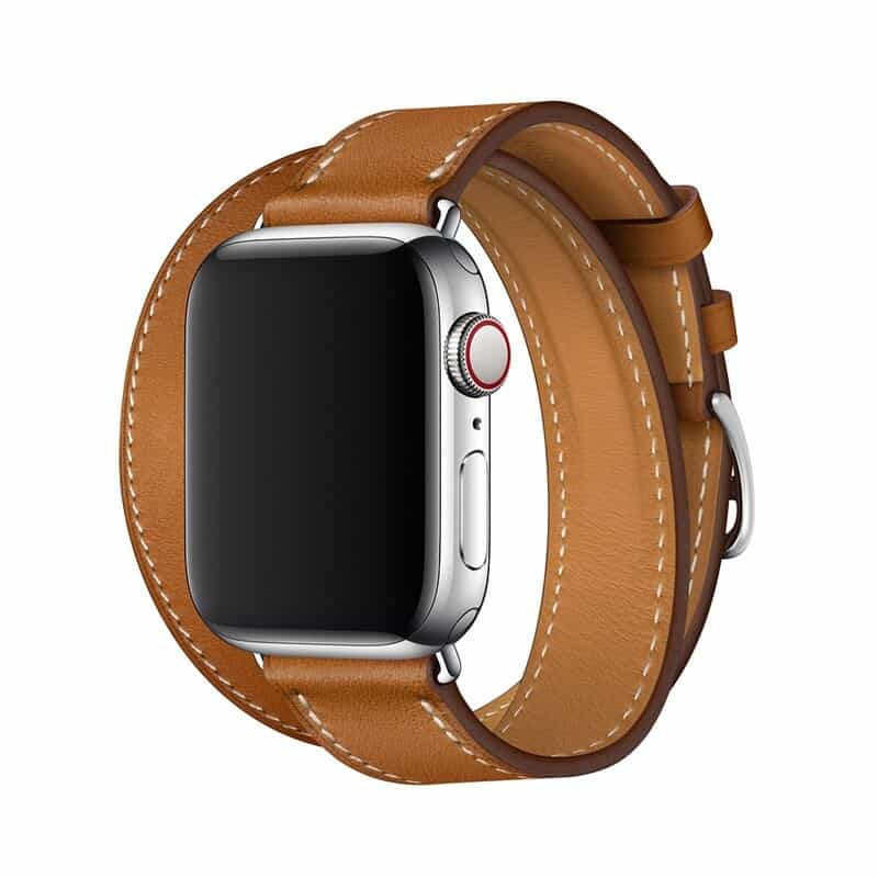 Bracelets de remplacement pour montres connectées XCool Compatible avec  Bracelet Apple Watch 44mm 42mm, Cuir Marron avec 1